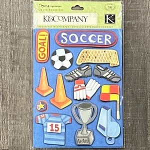 💞 New K&Company Dimensional Soccer Scrapbook Stickers
